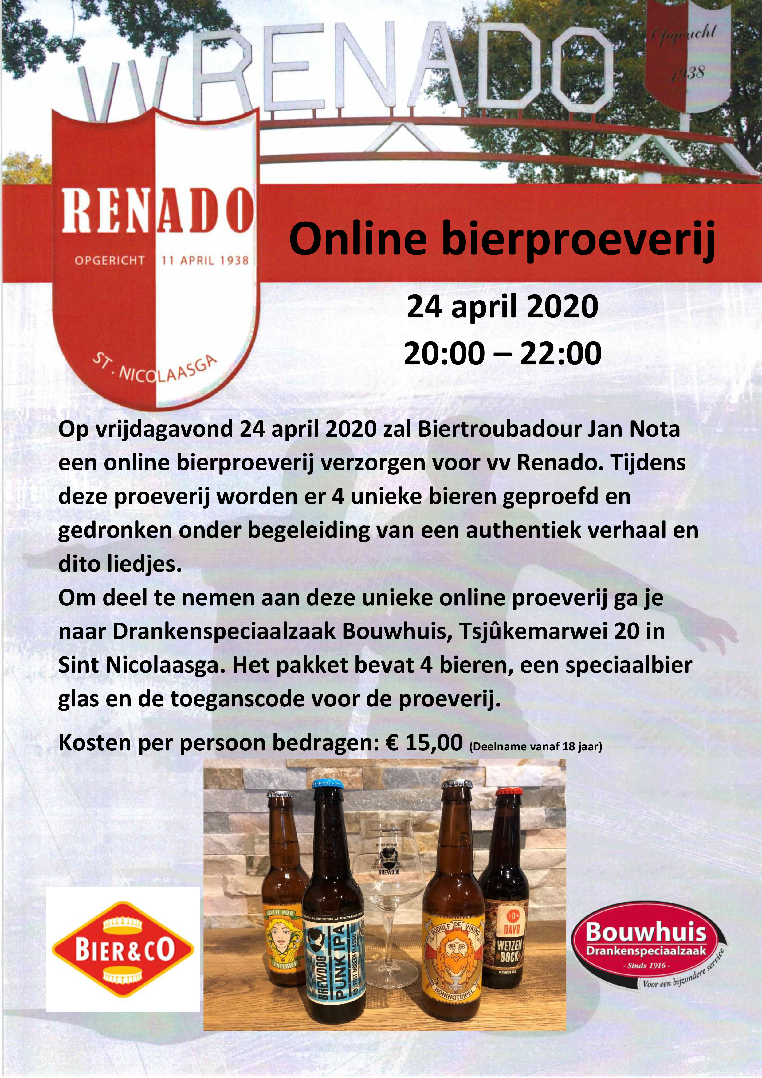 Advertentie Online bierproeverij Renado