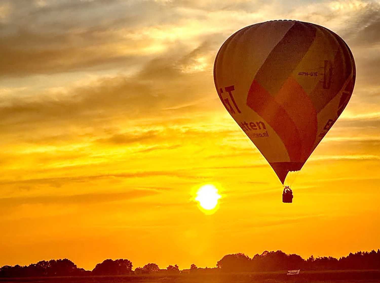 Ballonnen en Fries paard in avondgloed