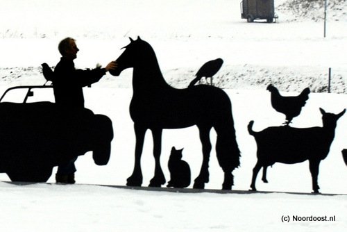 10010650 poes paard man vogel geit silhouet