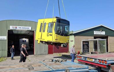 Knalgele sneltram blikvanger vervoermuseum Ouwsterhaule