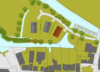 Dorpshaven met vissteiger in nieuwbouwplan Idskenhuizen