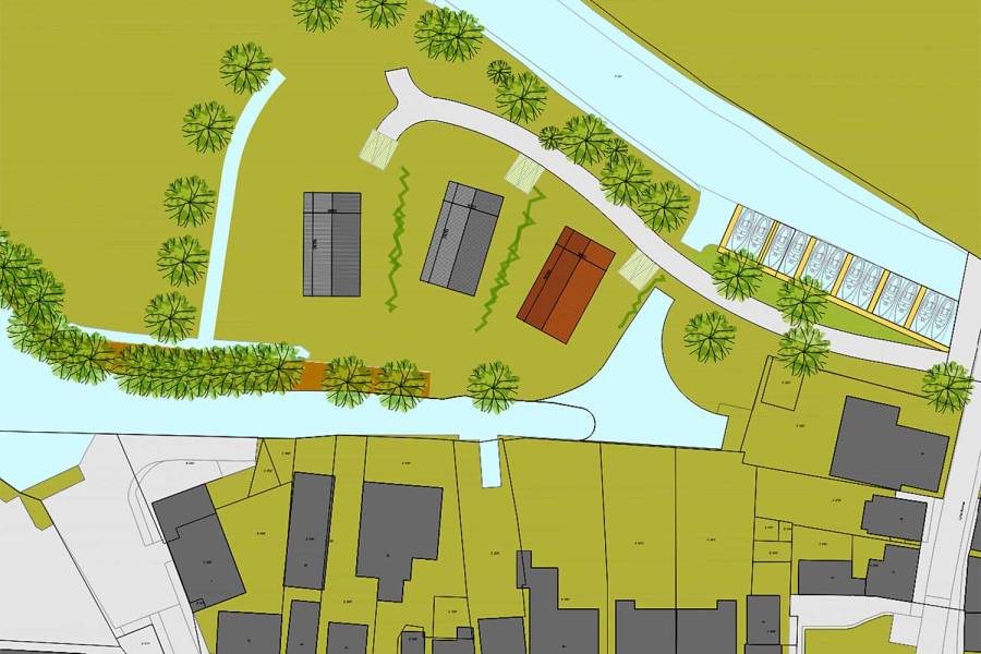 Dorpshaven met vissteiger in nieuwbouwplan Idskenhuizen