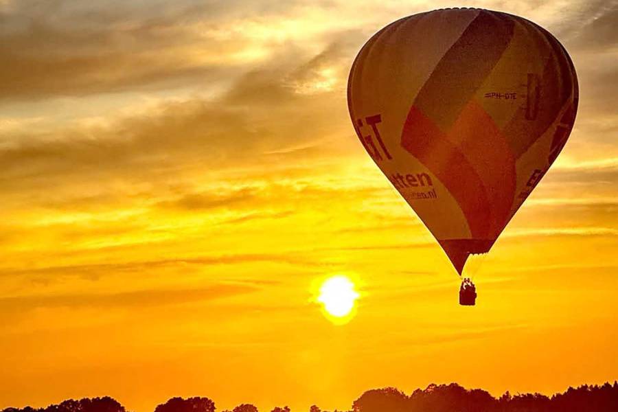 Ballonnen en Fries paard in avondgloed